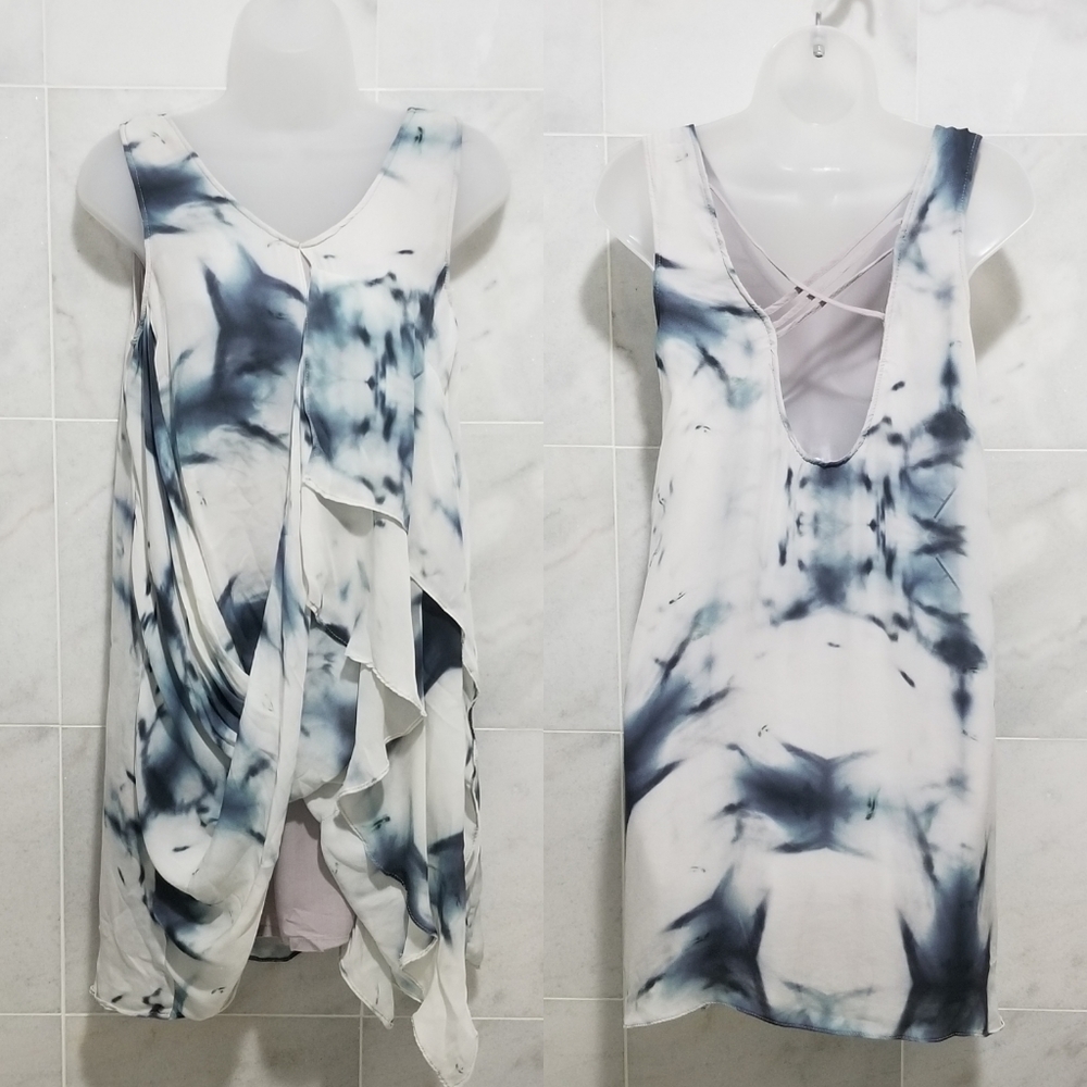 Juma Silk Tie Dye Draped Sleeveless Tank Dress M